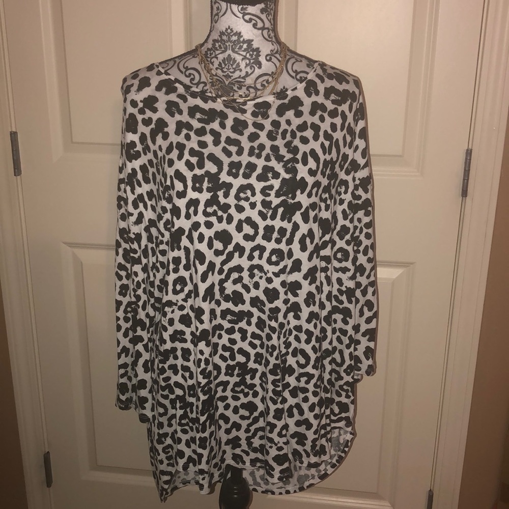 3/4 Qtr Sleeve Cheetah Print Shirt